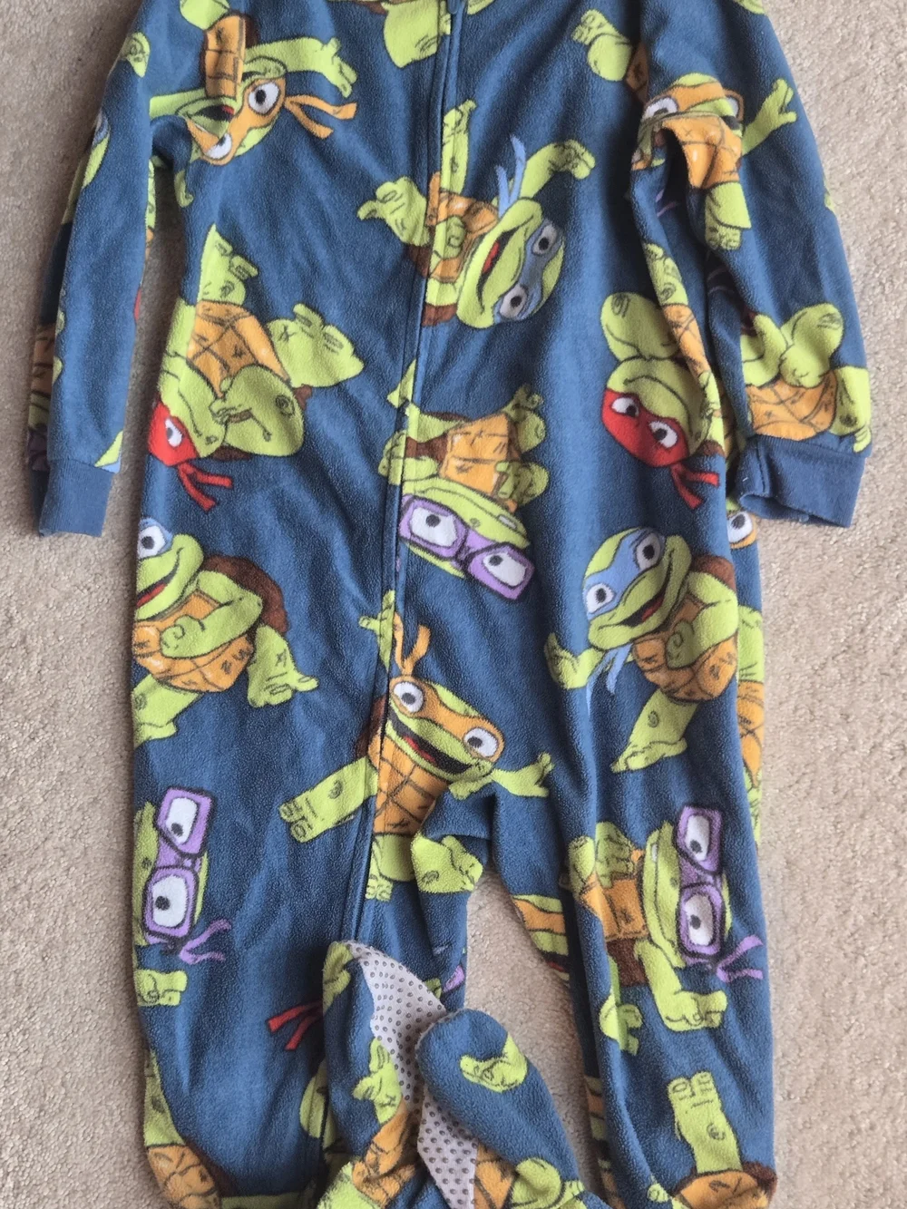 Kids Blue Ninja Turtles Fleece One-Piece Pajamas